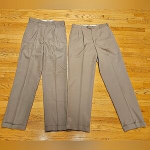 2 Men's Pleated And Cuffed Dress Pants Slacks Size 34-XL